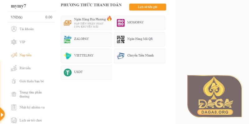 Nạp Tiền DAGA - Các Phương Thức Nạp Tiền Tại Nhà Cái DAGA 3 Nạp tiền DAGA - Các phương thức nạp tiền nhanh nhất